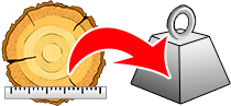 Kütük hacmi hesaplayıcısı  Kütükler Çap / Uzunluk → Genişlik
